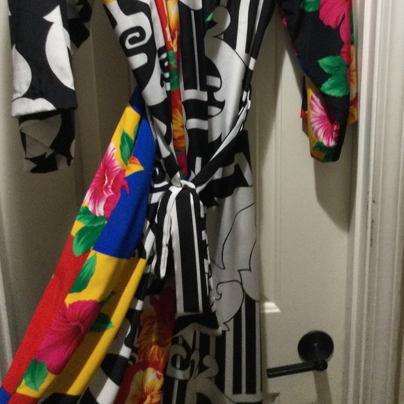 Vintage David brown Saks Fifth Avenue Hawaiian Tropical Long Kimono size L - Picture 2 of 9